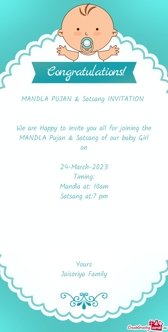 MANDLA PUJAN & Satsang INVITATION