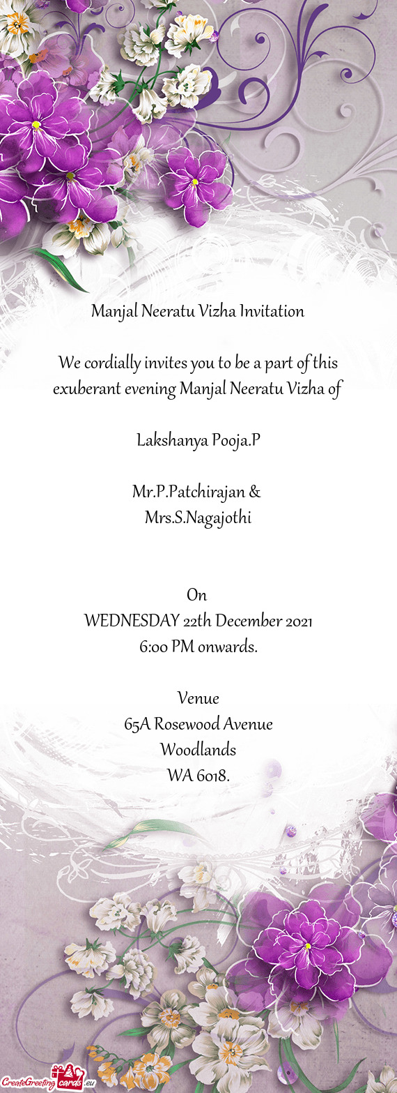 Manjal Neeratu Vizha Invitation