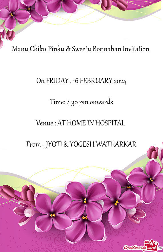 Manu Chiku Pinku & Sweetu Bor nahan Invitation