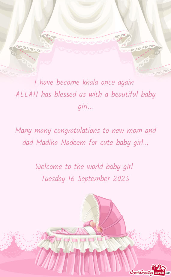 Many many congratulations to new mom and dad Madiha Nadeem for cute baby girl