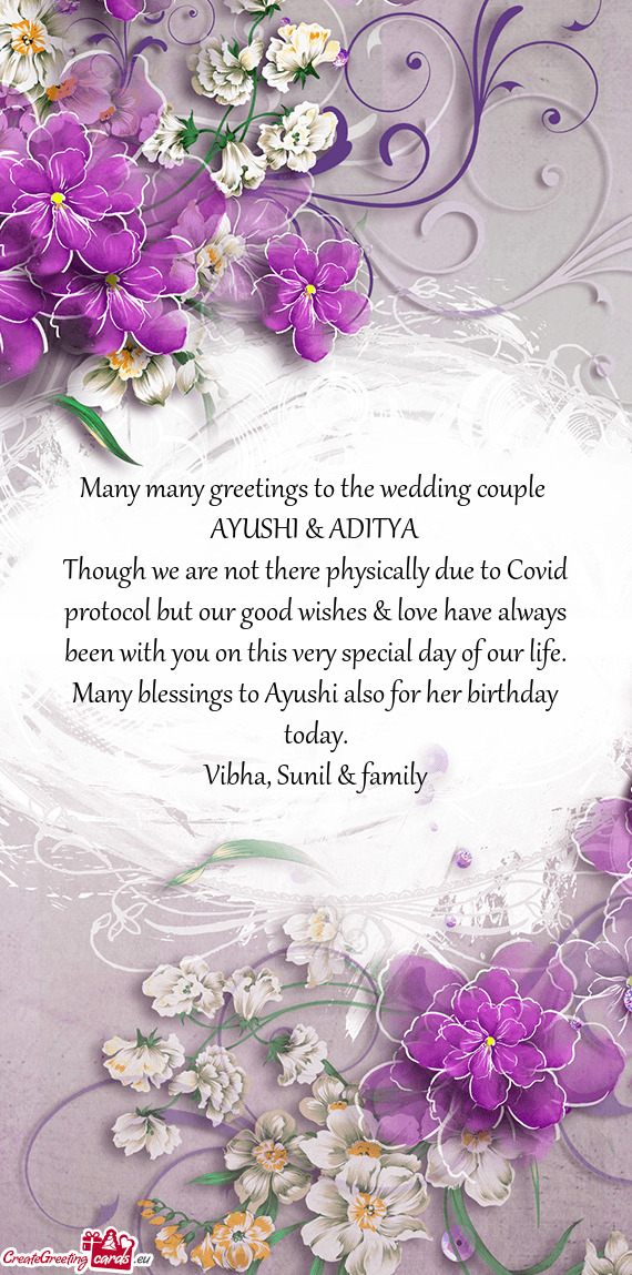 Many many greetings to the wedding couple