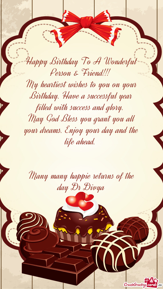 Many many happie returns of the day Dr Divya