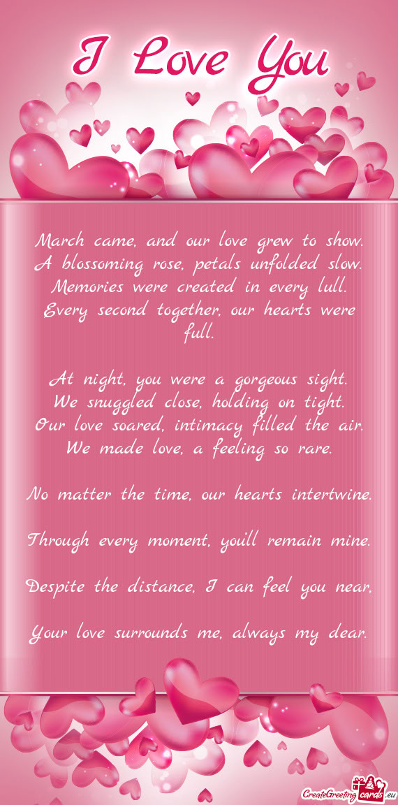 March came, and our love grew to show