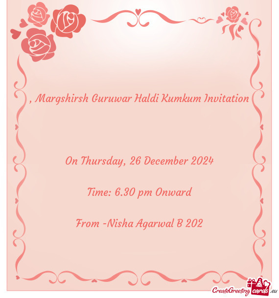 Margshirsh Guruwar Haldi Kumkum Invitation