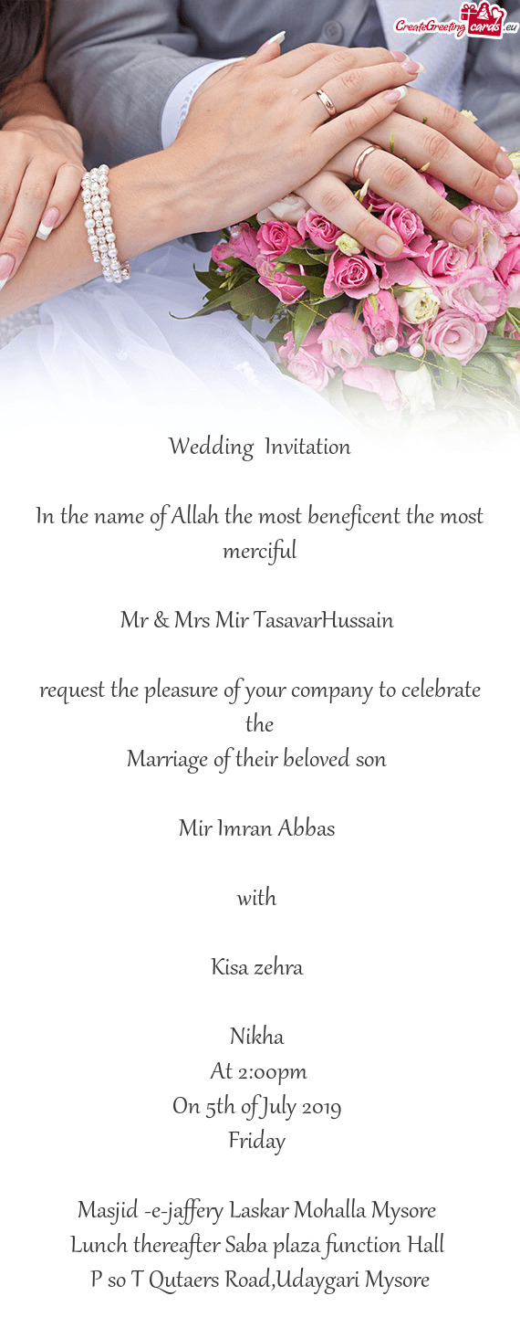 Marriage of their beloved son