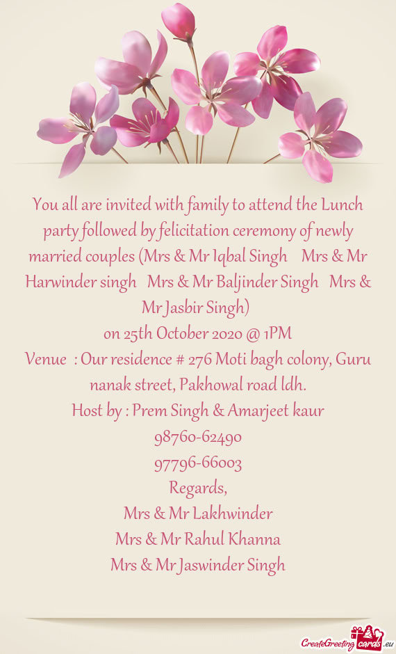 Married couples (Mrs & Mr Iqbal Singh + Mrs & Mr Harwinder singh + Mrs & Mr Baljinder Singh + Mrs