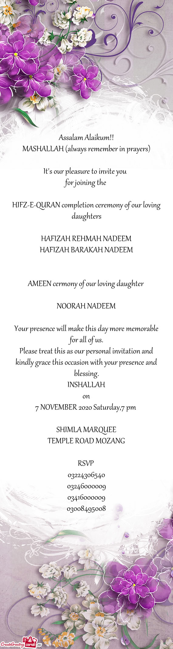 MASHALLAH (always remember in prayers)