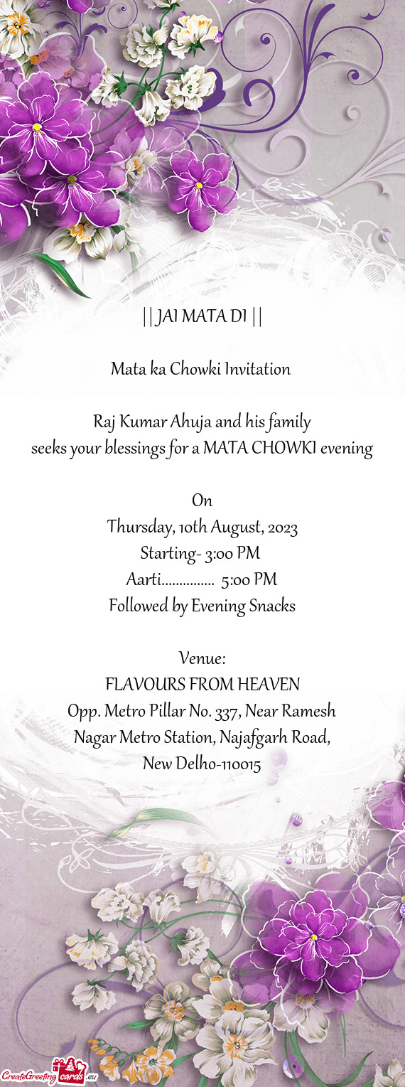 Mata ka Chowki Invitation