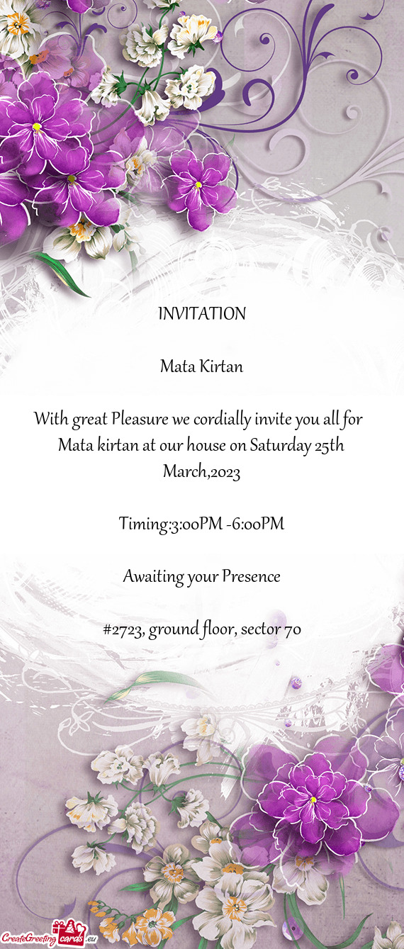 Mata kirtan at our house on Saturday 25th March,2023