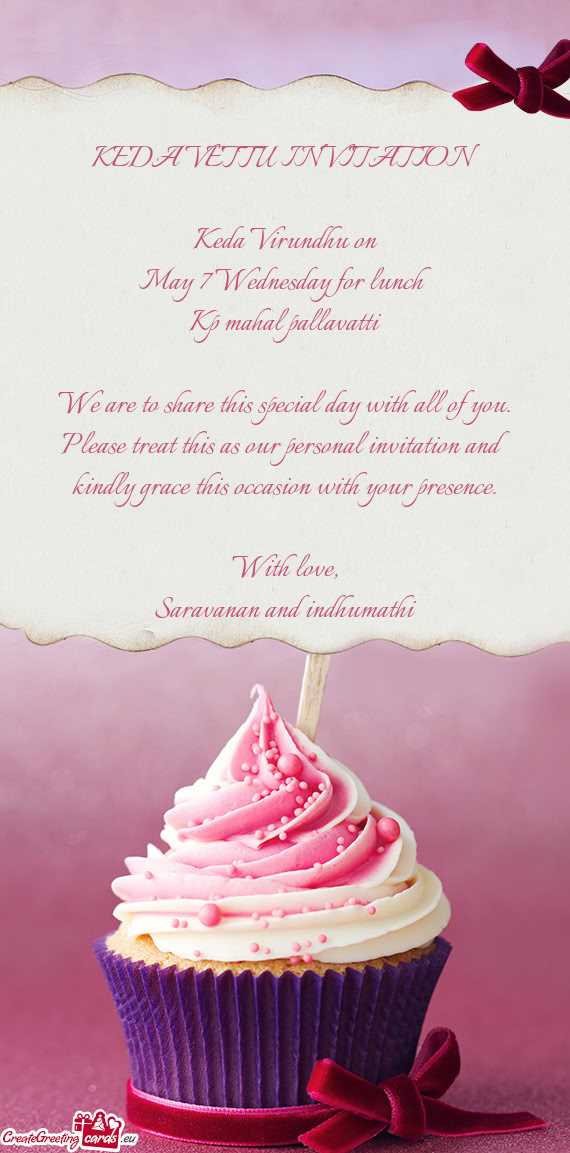 May 7 Wednesday for lunch