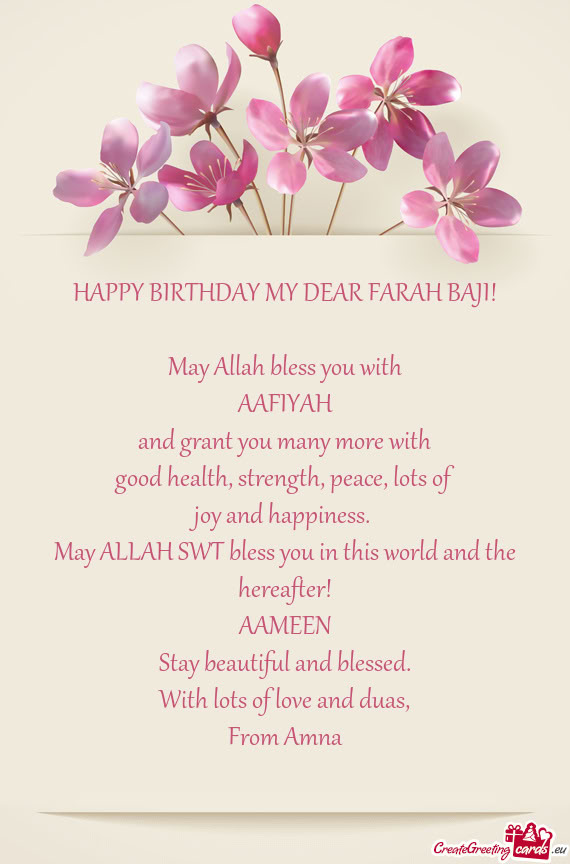May ALLAH SWT bless you in this world and the hereafter