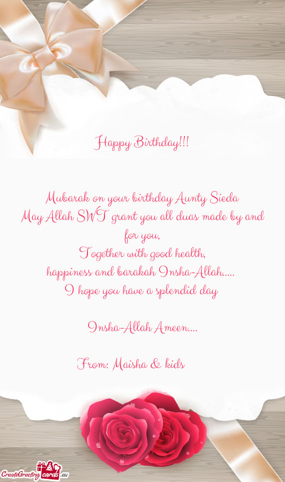 May Allah SWT grant you all duas made by and for you