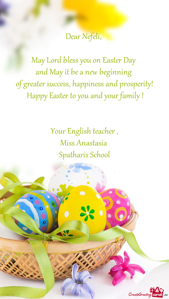 May Lord bless you on Easter Day