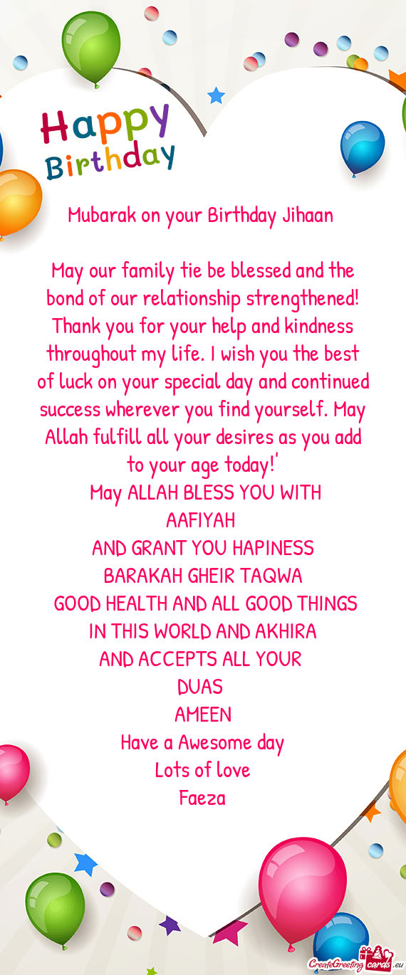 May our family tie be blessed and the bond of our relationship strengthened! Thank you for your help