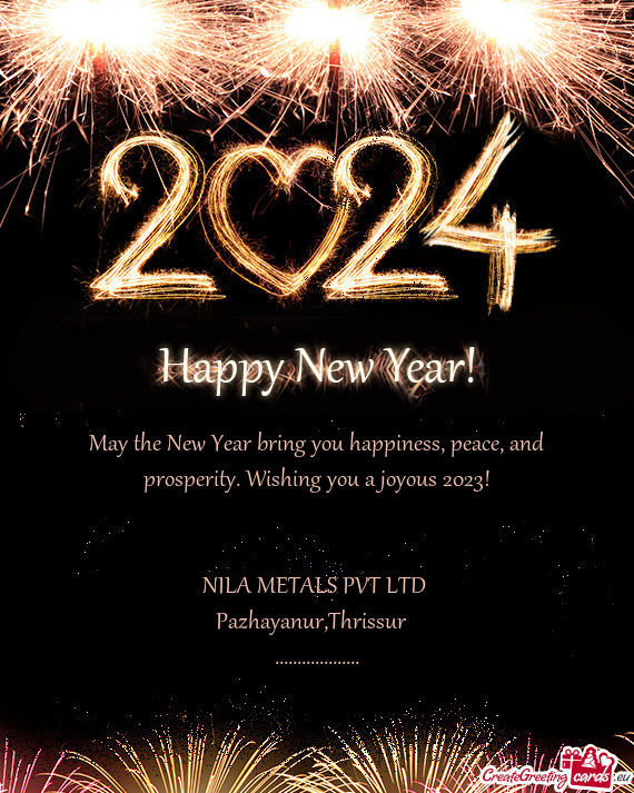 May the New Year bring you happiness, peace, and prosperity. Wishing you a joyous 2023