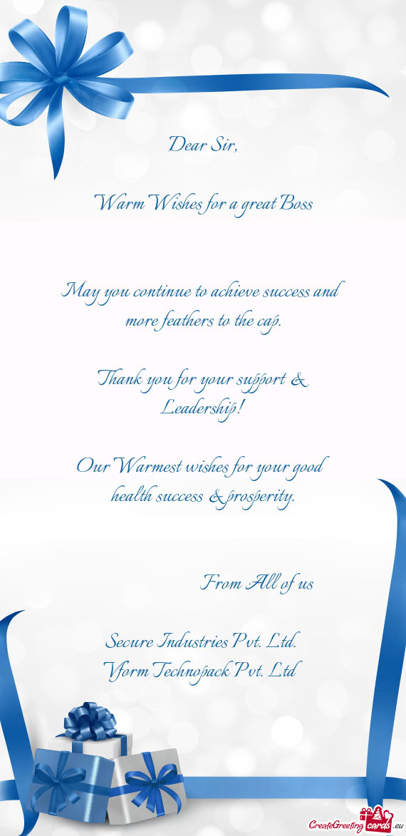 May you continue to achieve success and more feathers to the cap