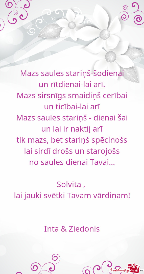 Mazs saules stariņš-šodienai