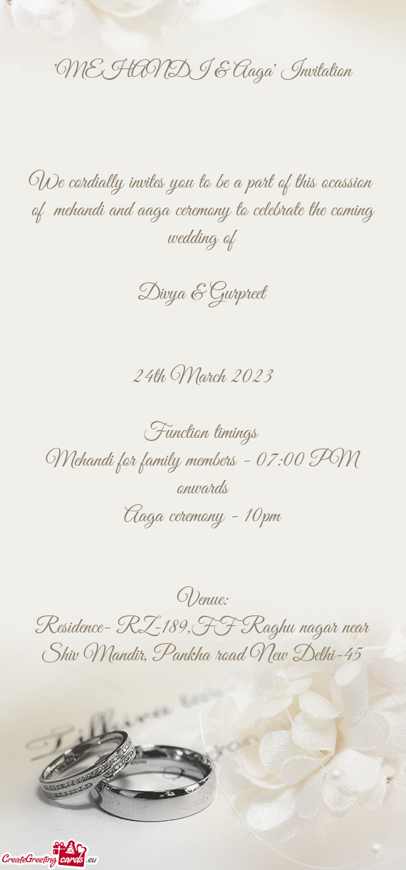 "MEHANDI & Aaga" Invitation