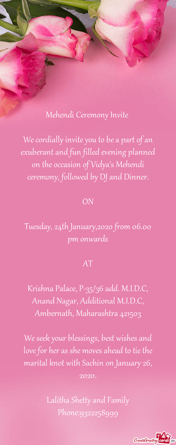 Mehendi Ceremony Invite