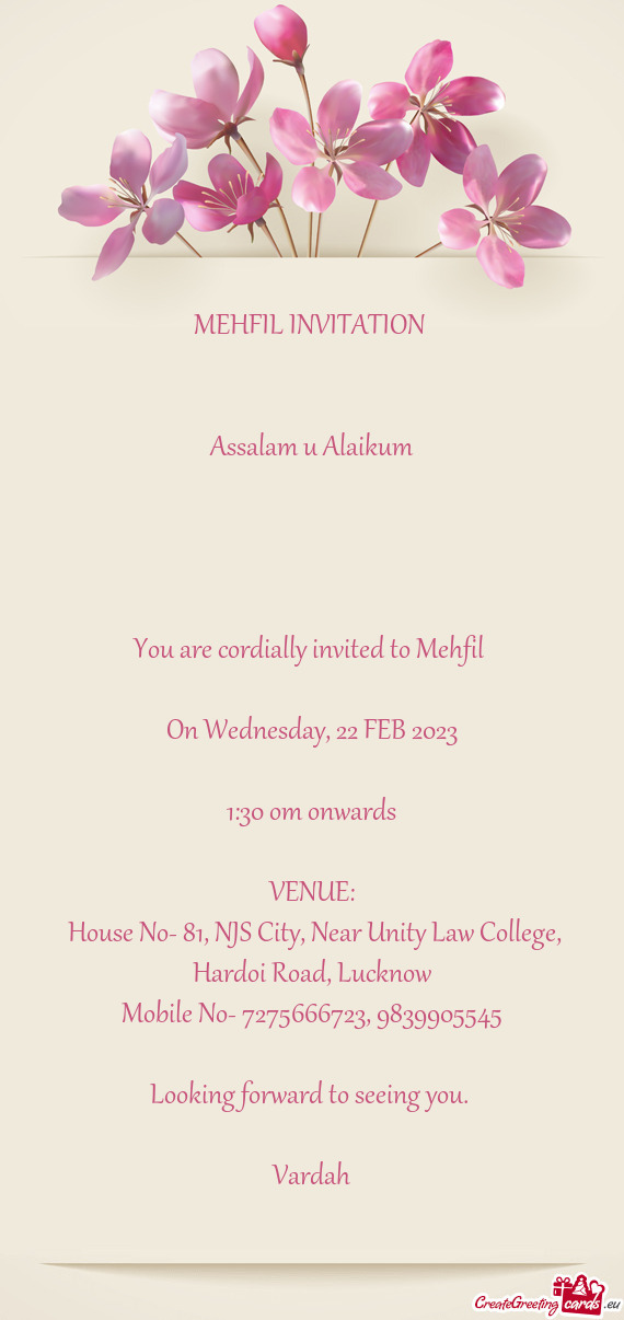 MEHFIL INVITATION