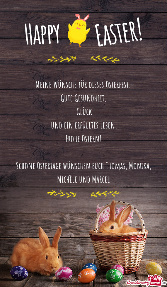 Meine Wünsche für dieses Osterfest