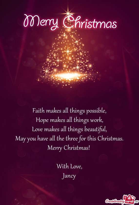 Merry Christmas! 
 
 With Love