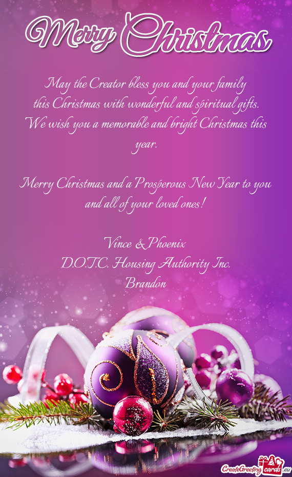 Merry Christmas and a Prosperous New Year to you