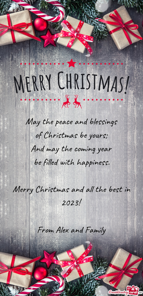 Merry Christmas and all the best in 2023