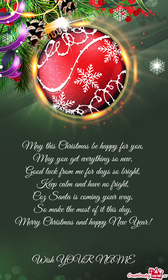 Merry Christmas and happy New Year!
 
 
 Wish YOUR NAME