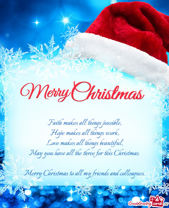 Merry Christmas to all my friends and colleagues