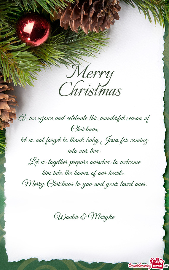 Merry Christmas to you and your loved ones