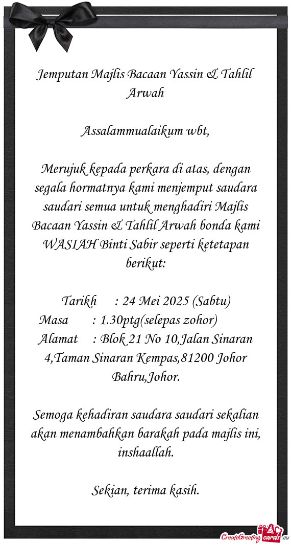 Merujuk kepada perkara di atas, dengan segala hormatnya kami menjemput saudara saudari semua untuk m