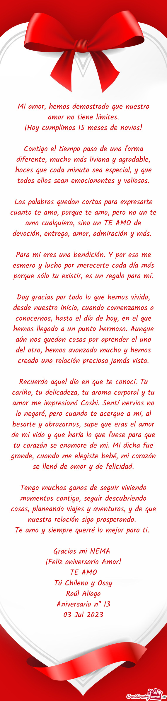 Mi amor, hemos demostrado que nuestro amor no tiene límites