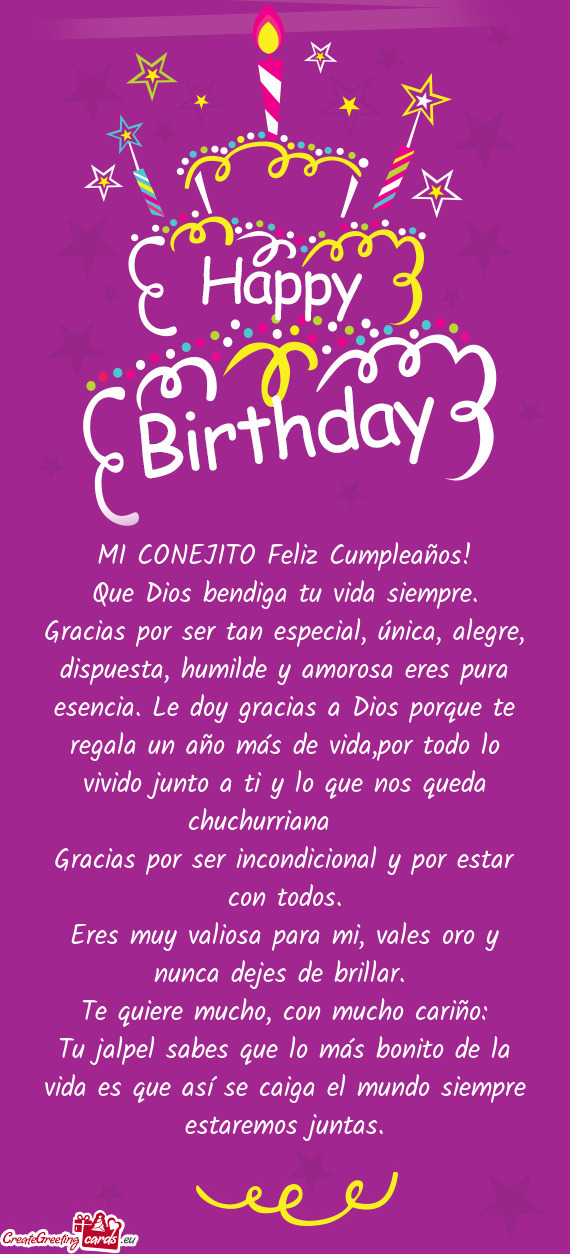 MI CONEJITO Feliz Cumpleaños