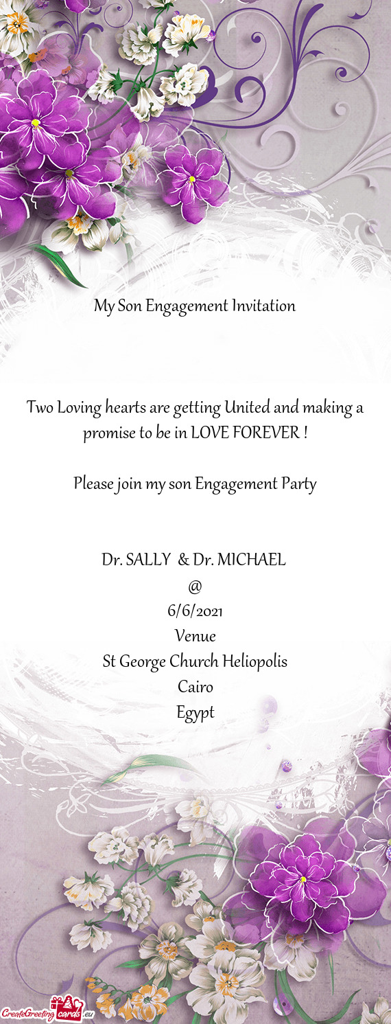 MICHAEL 
 @
 6/6/2021
 Venue
 St George Church Heliopolis
 Cairo
 Egypt