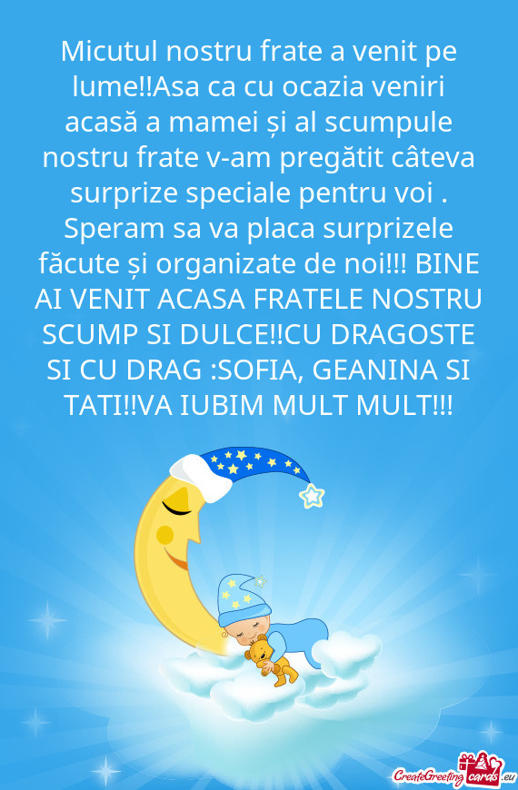 Micutul nostru frate a venit pe lume!!Asa ca cu ocazia veniri acasă a mamei și al scumpule nostru