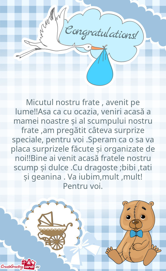 Micutul nostru frate , avenit pe lume!!Asa ca cu ocazia, veniri acasă a mamei noastre și al scumpu