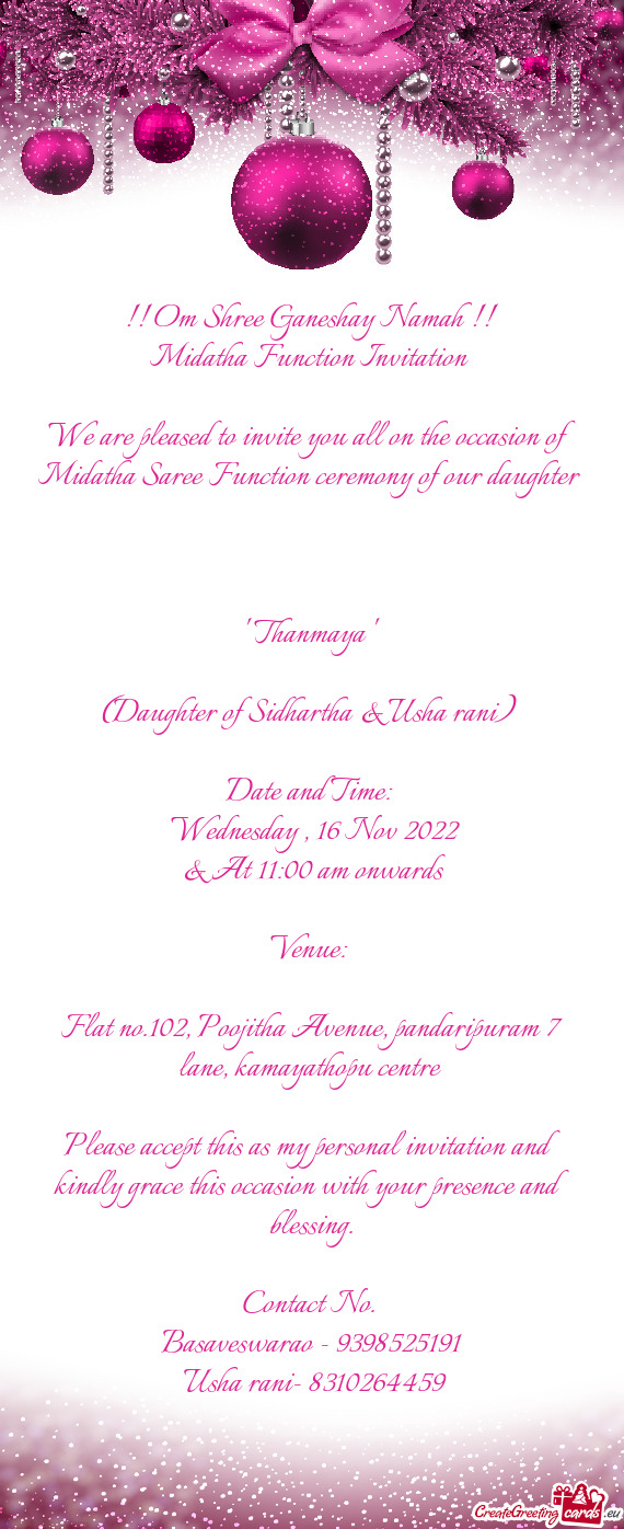 Midatha Function Invitation