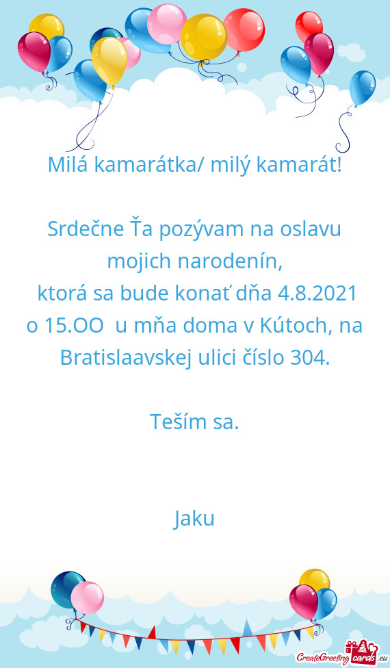 Milá kamarátka/ milý kamarát