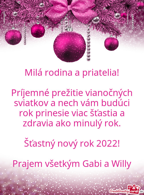 Milá rodina a priatelia