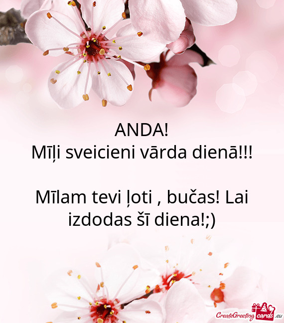 Mīlam tevi ļoti , bučas! Lai izdodas šī diena!;)