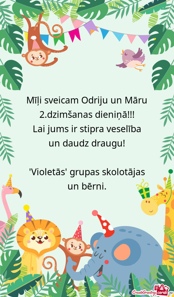 Mīļi sveicam Odriju un Māru 2