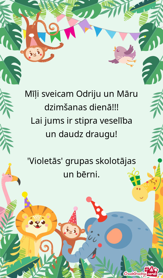 Mīļi sveicam Odriju un Māru dzimšanas dienā