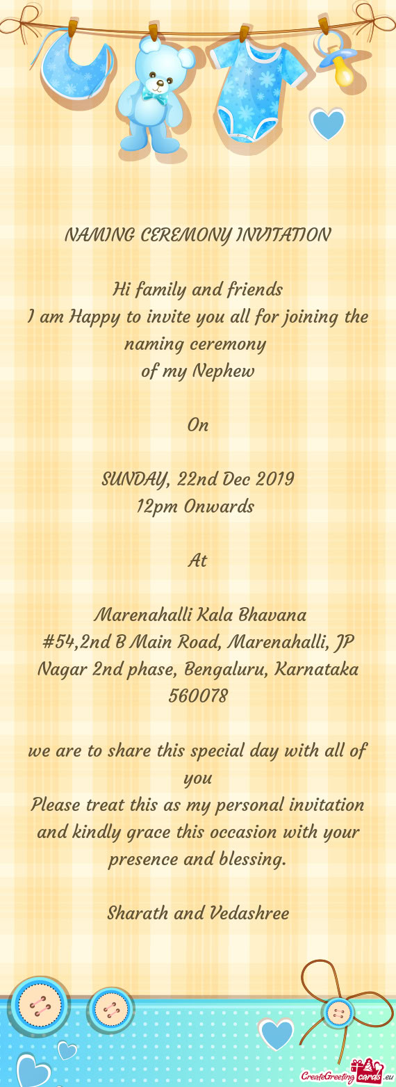 Ming ceremony 
 of my Nephew
 
 On
 
 SUNDAY