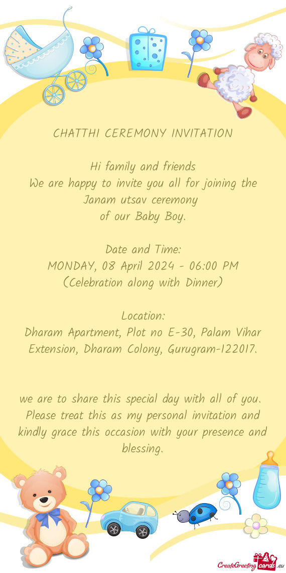 MONDAY, 08 April 2024 - 06:00 PM (Celebration along with Dinner)