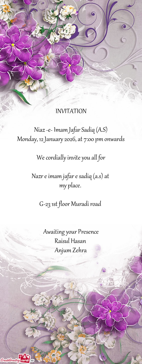 Monday, 12 January 2026, at 7:00 pm onwards
