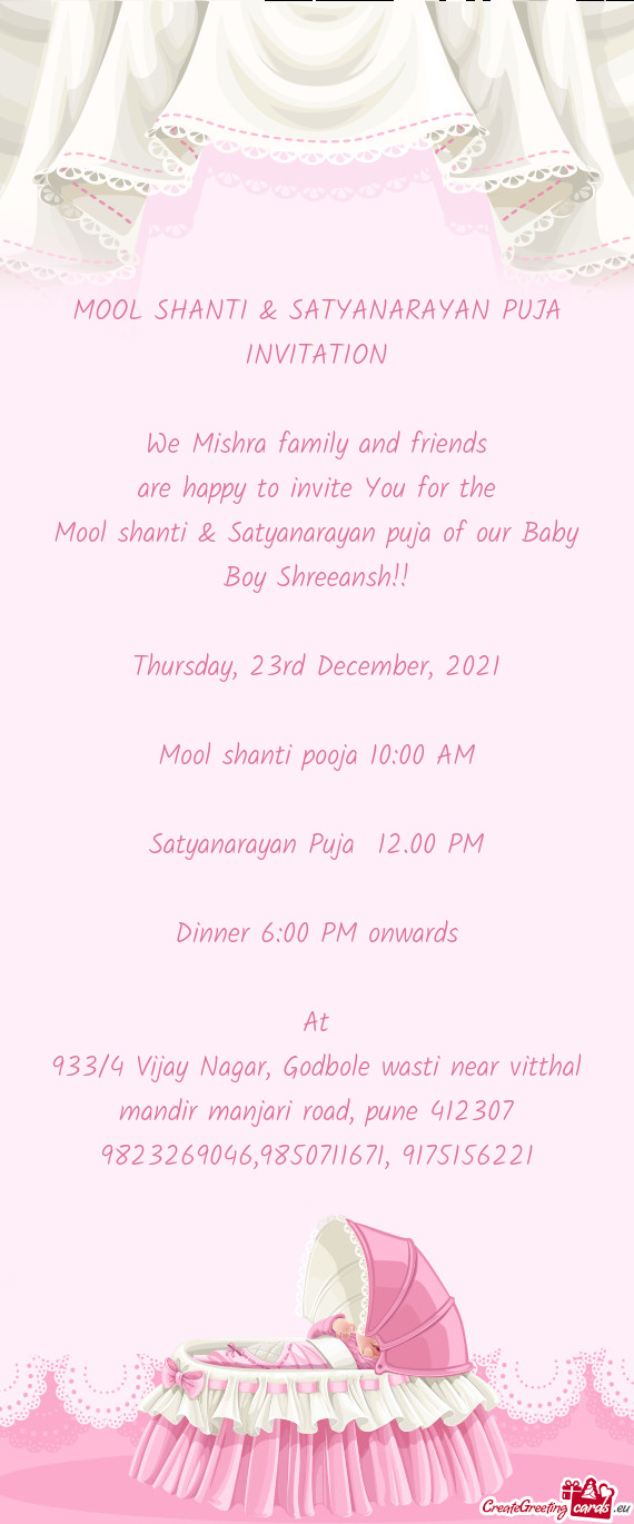 MOOL SHANTI & SATYANARAYAN PUJA INVITATION