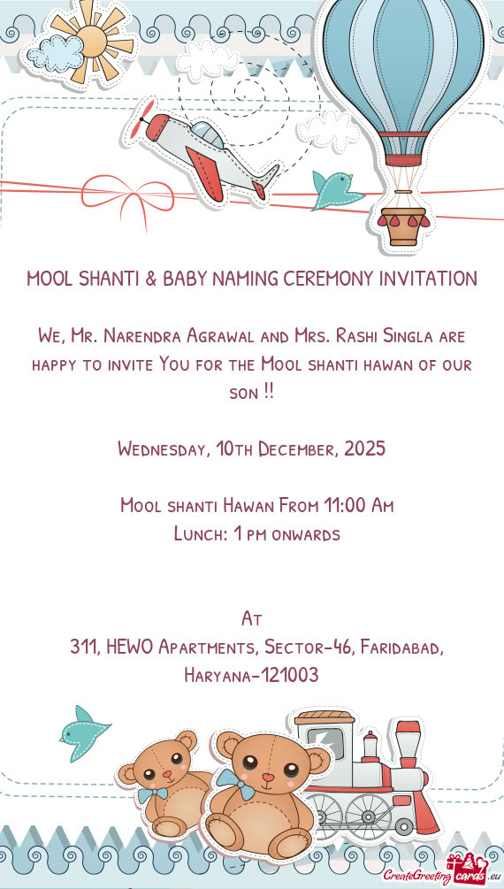 MOOL SHANTI & BABY NAMING CEREMONY INVITATION