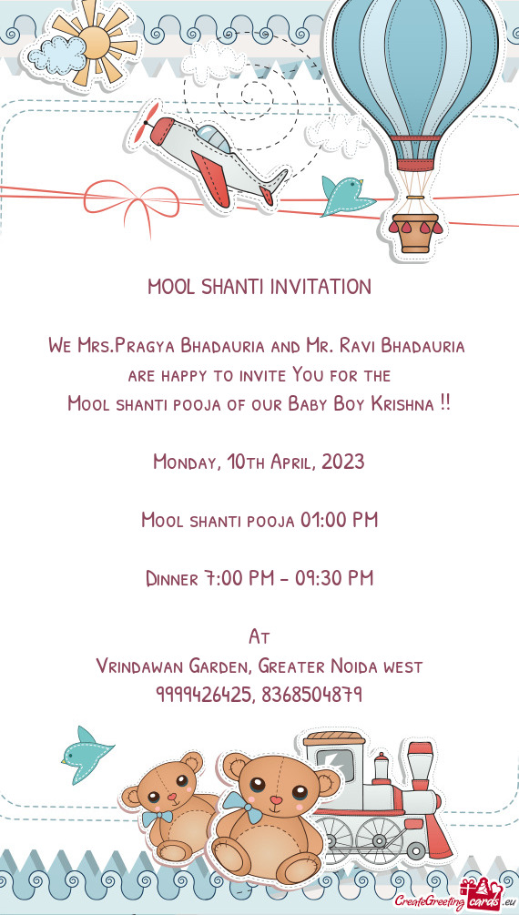 Mool shanti pooja 01:00 PM