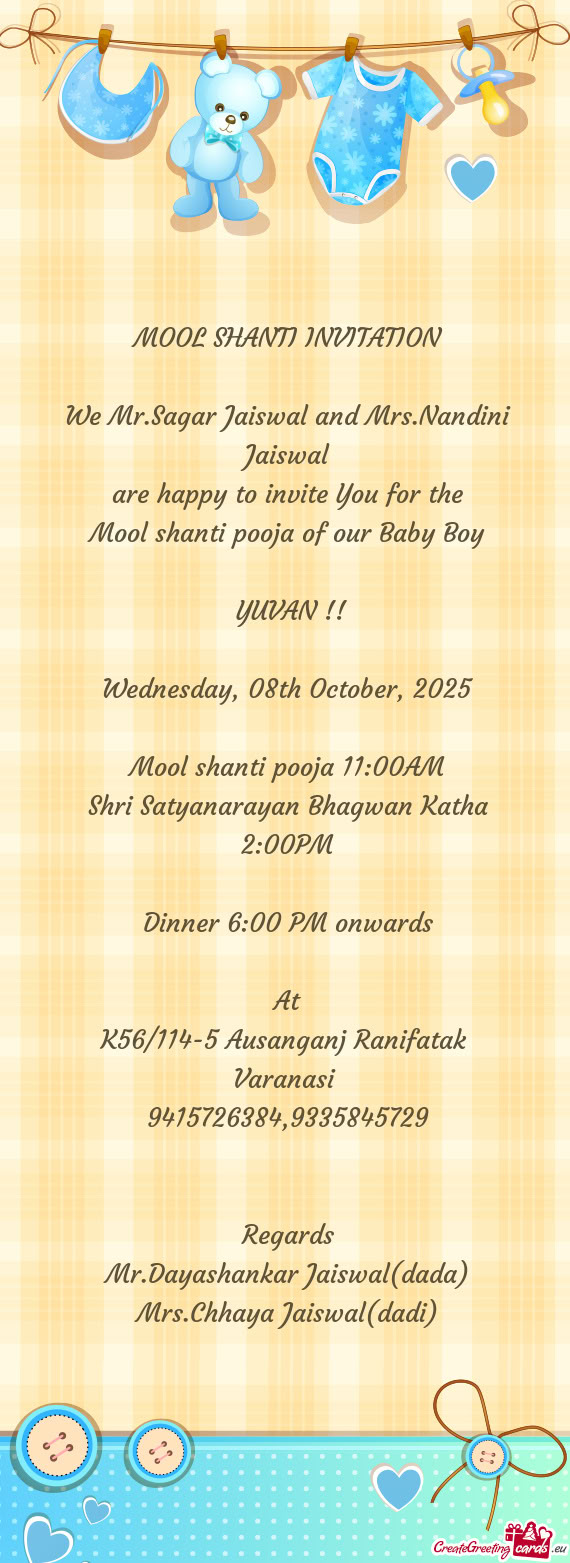 Mool shanti pooja 11:00AM